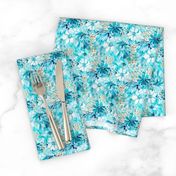 Tiger Lilly Twist - SM. - Teal/White Wallpaper - New