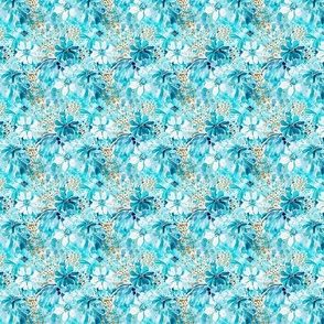 Tiger Lilly Twist - SM. - Teal/White Wallpaper - New