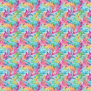 Lilly's Lagoon – SM. -  Pink/Teal on White Wallpaper 