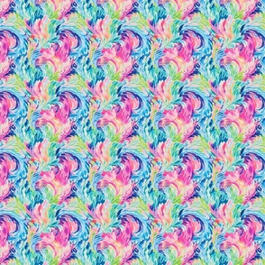  Bloom Dance- SM. - Pink/Teal on White Wallpaper - New for 2024