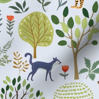 Wilding Wood on Pale Blue Wallpaper - New