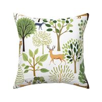 Forest Friends on White Wallpaper - New