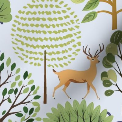 Forest Friends on Pale Blue Wallpaper - New