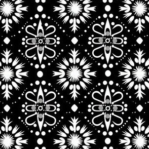 Black and White  Abstract Flowers