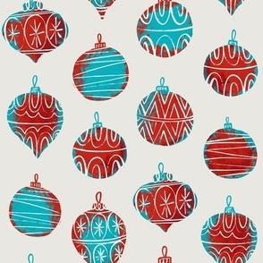 Christmas Baubles // Red & Blue on Cream