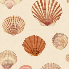 Seaside Seashells linen look cream