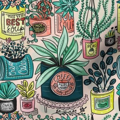 Vintage Cans with Plants 4inch 