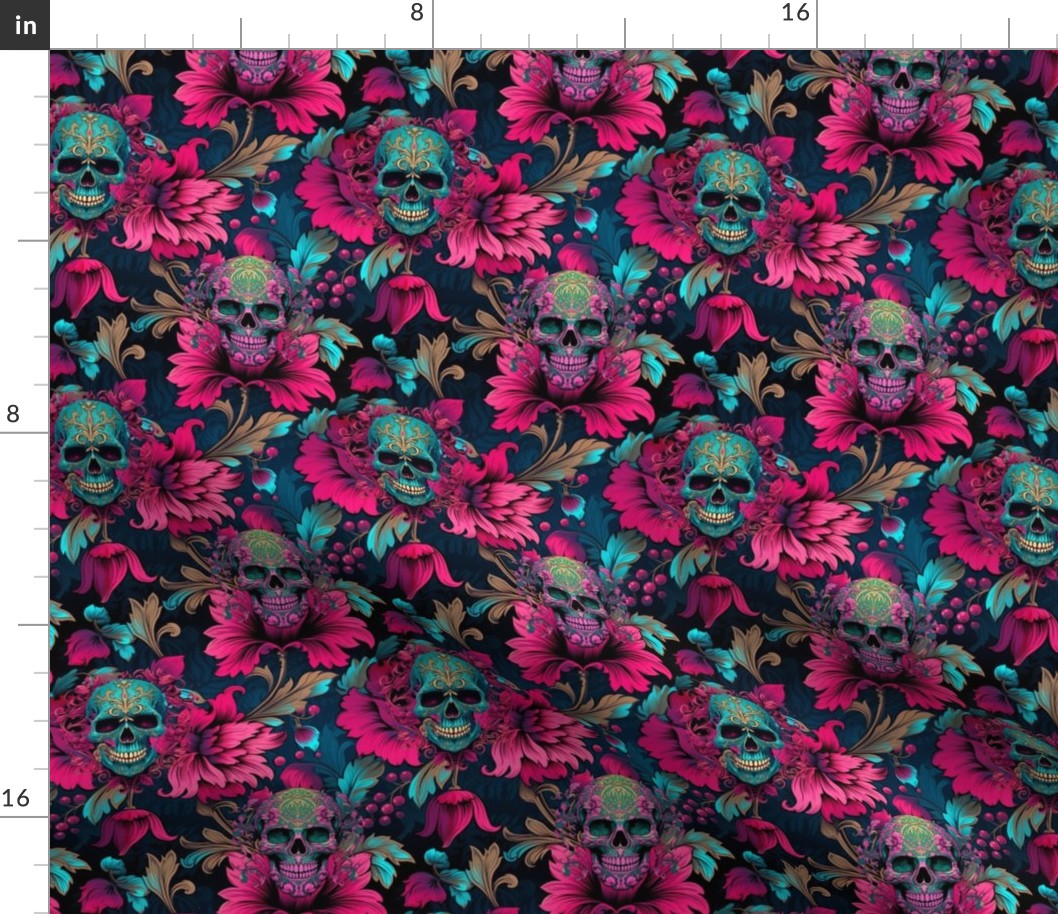 Brocade with Two Skulls