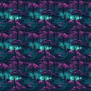 Trees in turquoise and purple