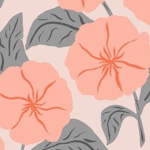 Wild Rose in Pink and Blue Gray in a Canadian Meadow  | Small Version | Bohemian Style Pattern in the Woodlands