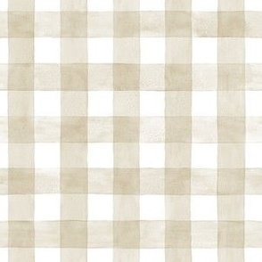 Manchester Tan Watercolor Gingham - Small Scale - Buffalo Plaid Checkers Historical Brown Sand Ecru