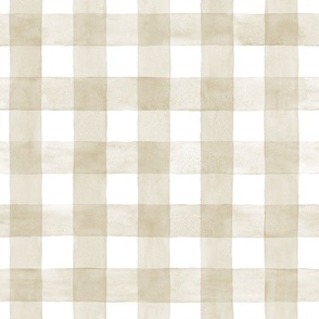 Manchester Tan Watercolor Gingham - Medium Scale - Buffalo Plaid Checkers Historical Brown Sand Ecru