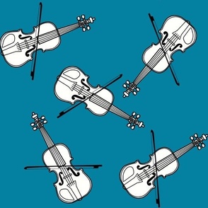 White Violins Dark Blue Pattern