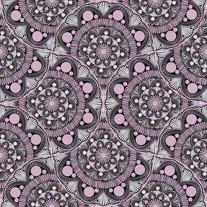 12” Intangible Pink Lavender Dot Mandala Mirrored Scallop - Medium
