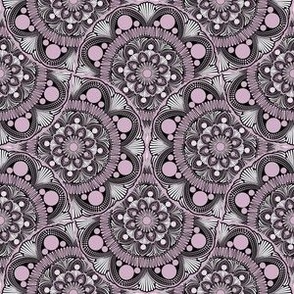 6” Intangible Pink Lavender  Dot Mandala Mirrored Scallop - Small