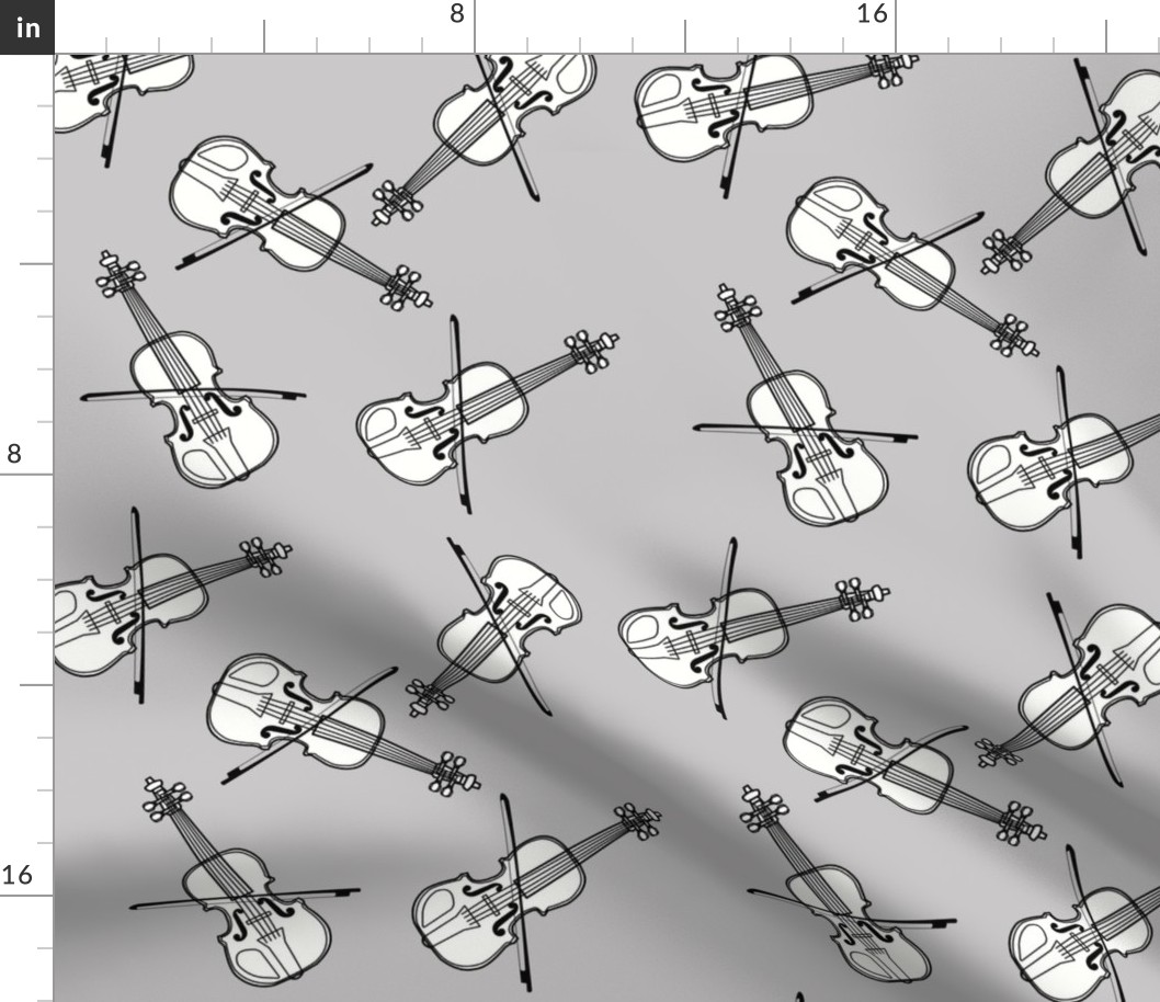 White Violins Gray Pattern
