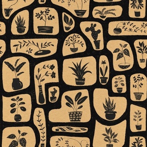 houseplant love block print, large scale