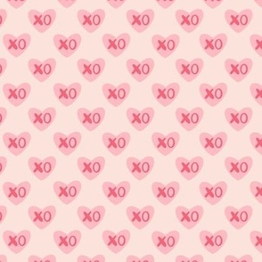 Pink XO hugs kisses, pink hearts  6x6