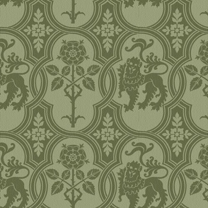 Gothic Revival Lion and Rose, Green