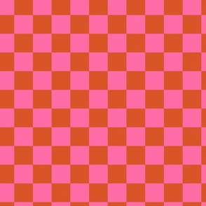 Checkerboard Geometry: Textured Harmonizing red and pink Squares