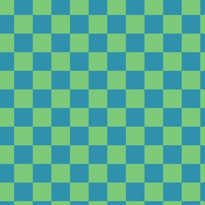 Checkerboard Geometry: Textured Harmonizing blue and light green Squares