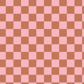 Checkerboard Geometry: Textured Harmonizing brown and light pink Squares