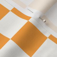 Checkerboard Geometry: Textured Harmonizing white and orange Squares