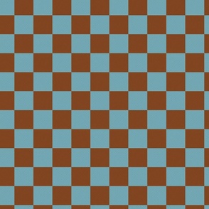 Checkerboard Geometry: Textured Harmonizing brown and blue Squares