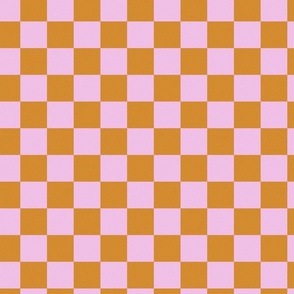 Checkerboard Geometry: Textured Harmonizing orange and pink Squares