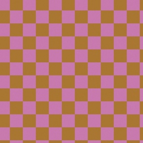 Checkerboard Geometry: Textured Harmonizing brown and pink Squares