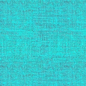 Faux Burlap hessian woven solid in cyan bright turquoise