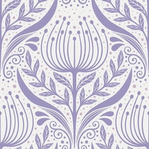 Serene floral garden purple - home decor - wallpaper - curtains- bedding - whimsical.