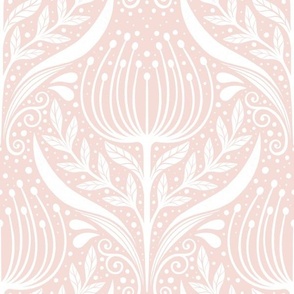 Serene floral garden soft pink - home decor - wallpaper - curtains- bedding - whimsical.