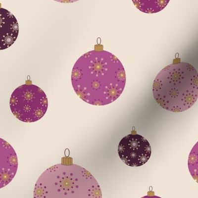 Sparkling Christmas Baubles - Purple on Cream