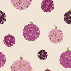 Sparkling Christmas Baubles - Purple on Cream