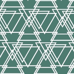 Dark Green and White Retro geometric Triangles