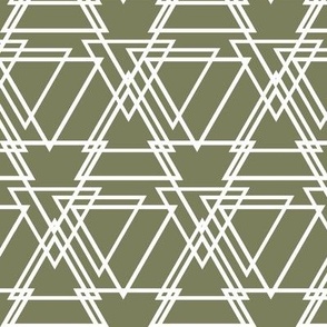 Olive Green Retro Geometric Triangles