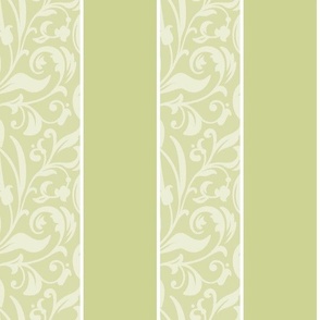 FLORAL VINE STRIPE - JUNE GARDEN COLLECTION (MOSS)