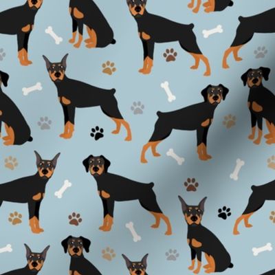 Doberman Pinscher Paws and Bones Blue