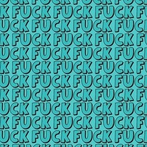 Small Scale Colorful Chunky Fuck Swear Words Turquoise