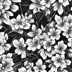 Black and white flowers 1