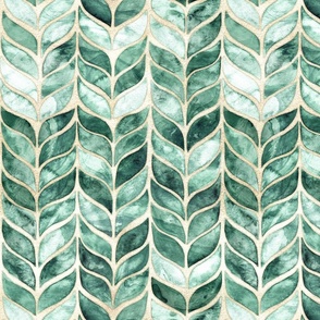 Watercolor Whale Tail Tiles - gilded green