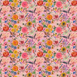 small scale _ ranunculus buttercups maximalist floral_ PINK
