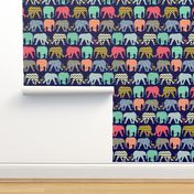 baby elephants and flamingos navy large