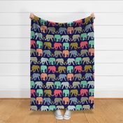 baby elephants and flamingos navy large