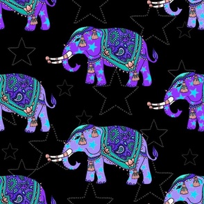Elephant star party lavender and black  large