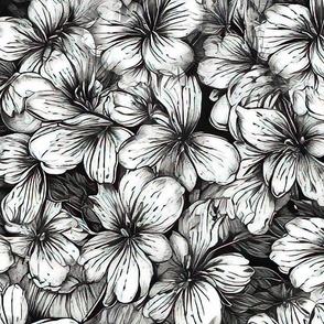 Large scale monochrome floral patterns