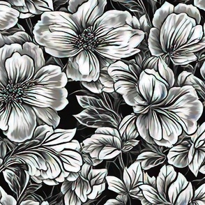 Monochrome large scale flowers