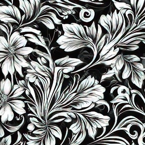 Baroque monochrome flowers