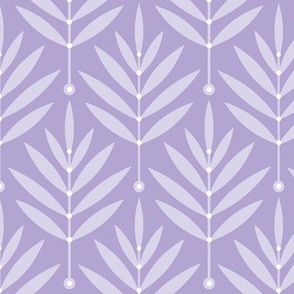 Serene Symmetry: A Study in Lavender and Geometry //  normal scale 0038 L // geometric abstract modern art nouveau floral leaf artistic twig violet purple symmetrical serenity calming nature-inspired lilac pastel harmonious design home fashion textile diy